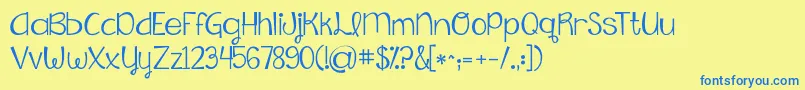 Kgfallingslowly Font – Blue Fonts on Yellow Background