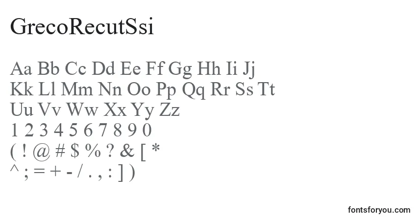 A fonte GrecoRecutSsi – alfabeto, números, caracteres especiais