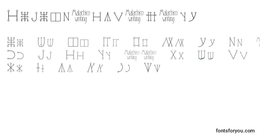 Malachimwriting-fontti – aakkoset, numerot, erikoismerkit