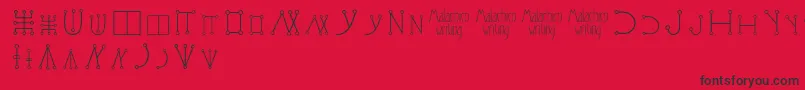フォントMalachimwriting – 赤い背景に黒い文字