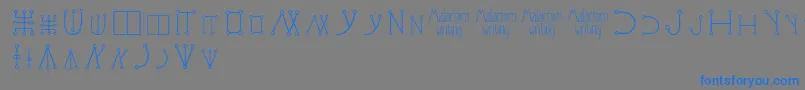Czcionka Malachimwriting – niebieskie czcionki na szarym tle