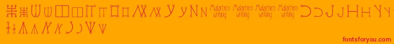 Malachimwriting-Schriftart – Rote Schriften auf orangefarbenem Hintergrund