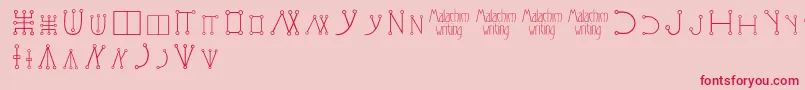 フォントMalachimwriting – ピンクの背景に赤い文字