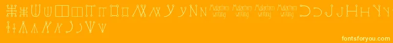 Malachimwriting-Schriftart – Gelbe Schriften auf orangefarbenem Hintergrund