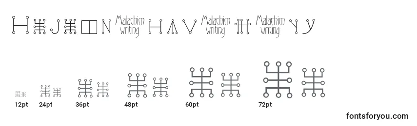 Размеры шрифта Malachimwriting