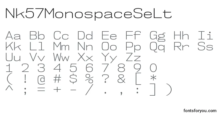 Czcionka Nk57MonospaceSeLt – alfabet, cyfry, specjalne znaki