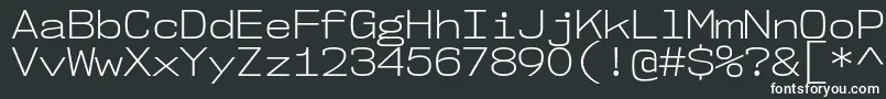 Nk57MonospaceSeLt-fontti – valkoiset fontit mustalla taustalla