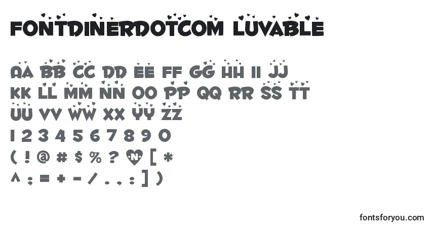 Czcionka Fontdinerdotcom Luvable – alfabet, cyfry, specjalne znaki