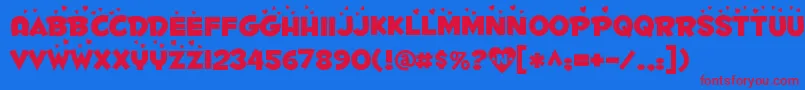 Fontdinerdotcom Luvable Font – Red Fonts on Blue Background