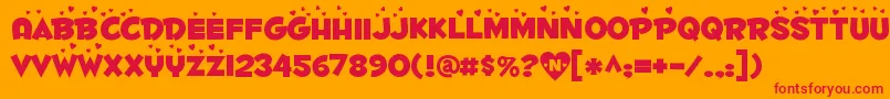 Fontdinerdotcom Luvable Font – Red Fonts on Orange Background