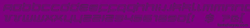 QuarxOutlineItalic-fontti – mustat fontit violetilla taustalla