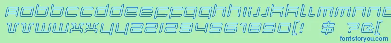 QuarxOutlineItalic Font – Blue Fonts on Green Background