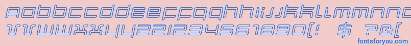 QuarxOutlineItalic Font – Blue Fonts on Pink Background