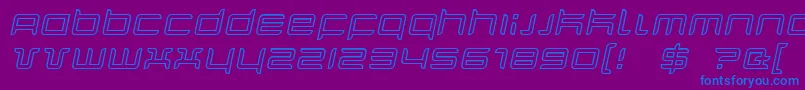 QuarxOutlineItalic-Schriftart – Blaue Schriften auf violettem Hintergrund