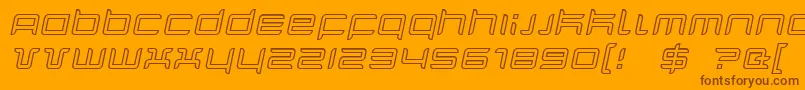 QuarxOutlineItalic-Schriftart – Braune Schriften auf orangefarbenem Hintergrund