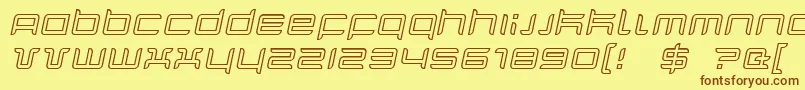QuarxOutlineItalic-fontti – ruskeat fontit keltaisella taustalla