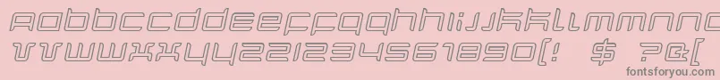 QuarxOutlineItalic-fontti – harmaat kirjasimet vaaleanpunaisella taustalla