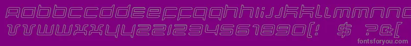 QuarxOutlineItalic-fontti – harmaat kirjasimet violetilla taustalla