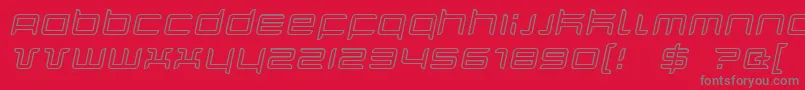 QuarxOutlineItalic-fontti – harmaat kirjasimet punaisella taustalla