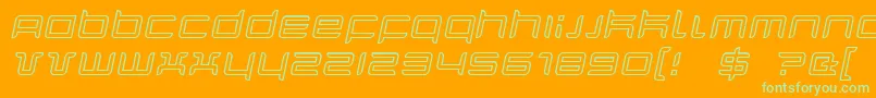 QuarxOutlineItalic Font – Green Fonts on Orange Background