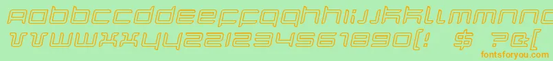 Шрифт QuarxOutlineItalic – оранжевые шрифты на зелёном фоне
