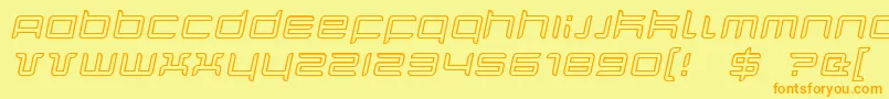 QuarxOutlineItalic-Schriftart – Orangefarbene Schriften auf gelbem Hintergrund