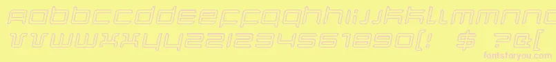 Czcionka QuarxOutlineItalic – różowe czcionki na żółtym tle