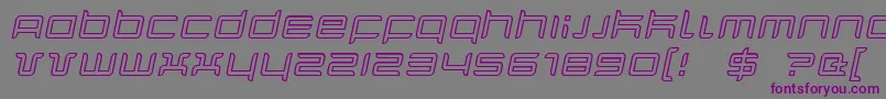 Czcionka QuarxOutlineItalic – fioletowe czcionki na szarym tle