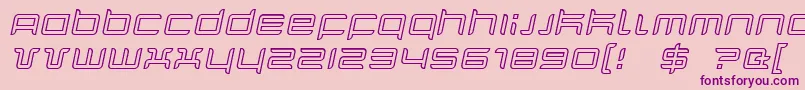 QuarxOutlineItalic-fontti – violetit fontit vaaleanpunaisella taustalla