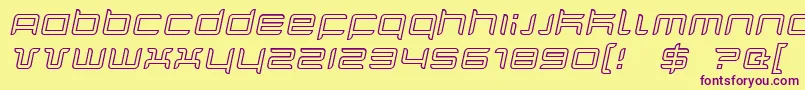 QuarxOutlineItalic Font – Purple Fonts on Yellow Background