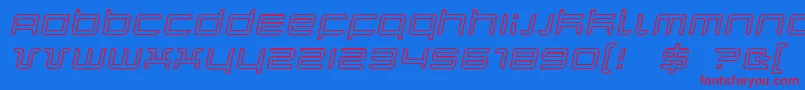 フォントQuarxOutlineItalic – 赤い文字の青い背景
