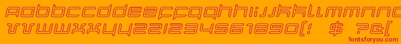 フォントQuarxOutlineItalic – オレンジの背景に赤い文字