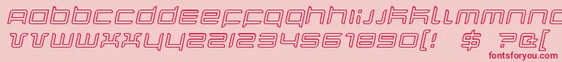 フォントQuarxOutlineItalic – ピンクの背景に赤い文字