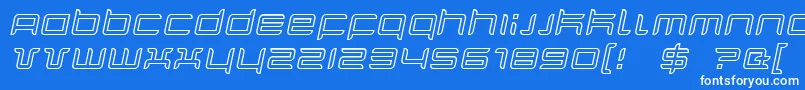 QuarxOutlineItalic Font – White Fonts on Blue Background