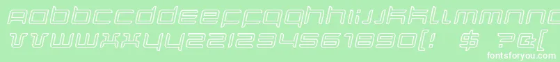 QuarxOutlineItalic-fontti – valkoiset fontit vihreällä taustalla