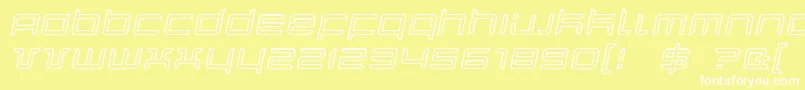 Шрифт QuarxOutlineItalic – белые шрифты на жёлтом фоне
