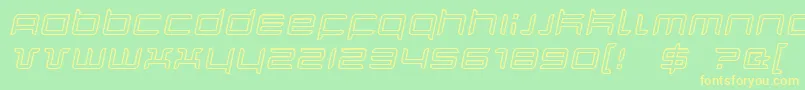 Czcionka QuarxOutlineItalic – żółte czcionki na zielonym tle