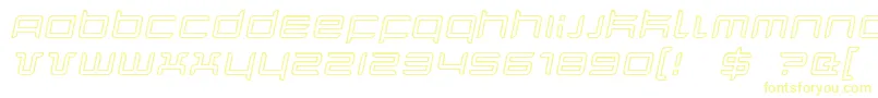 Czcionka QuarxOutlineItalic – żółte czcionki na białym tle