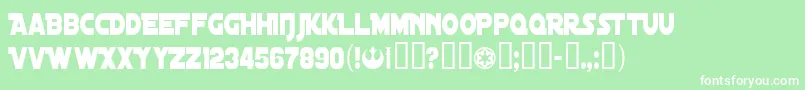 DistantGalaxyCondensed-Schriftart – Weiße Schriften auf grünem Hintergrund