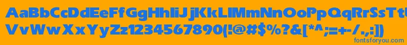 ErasUltrablkHeavy-Schriftart – Blaue Schriften auf orangefarbenem Hintergrund