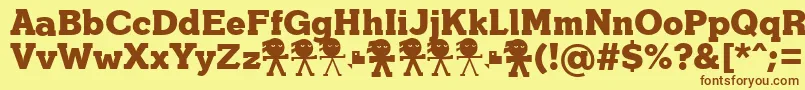 YonkyBlackDemoffp-fontti – ruskeat fontit keltaisella taustalla