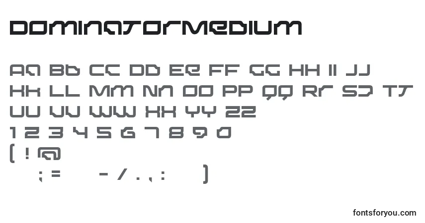 Czcionka DominatorMedium – alfabet, cyfry, specjalne znaki