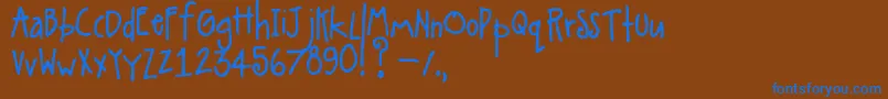Alittlepot-Schriftart – Blaue Schriften auf braunem Hintergrund