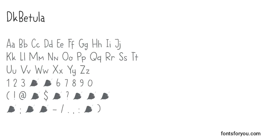 Schriftart DkBetula – Alphabet, Zahlen, spezielle Symbole