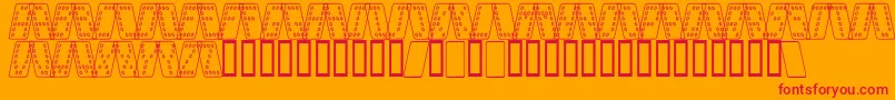 フォントDominoSmalKursivOmrids – オレンジの背景に赤い文字