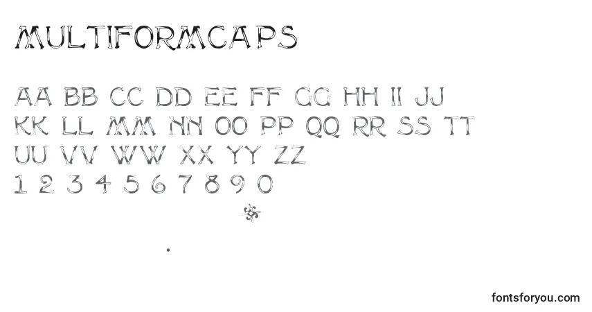 Czcionka Multiformcaps – alfabet, cyfry, specjalne znaki