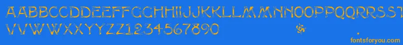 Multiformcaps Font – Orange Fonts on Blue Background