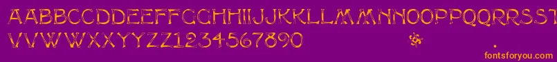 Multiformcaps-Schriftart – Orangefarbene Schriften auf violettem Hintergrund