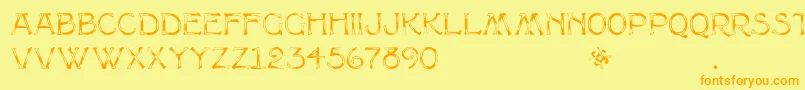 Multiformcaps Font – Orange Fonts on Yellow Background