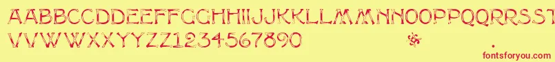 Multiformcaps Font – Red Fonts on Yellow Background